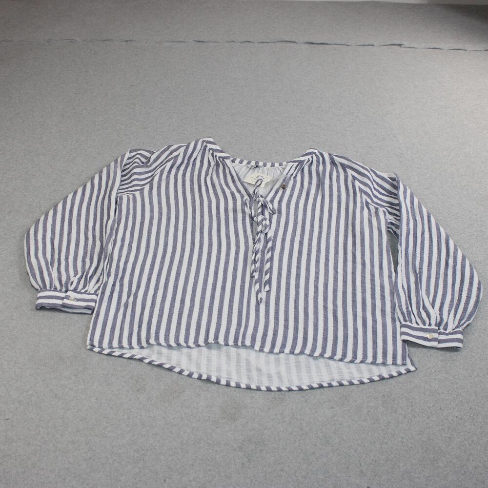 Rails Shirt Women Medium Blue White Admiral Stripe Brielle Boho Coastal Nautical